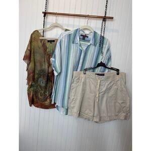 Gloria Vanderbuild Striped Shirt & Chino Shorts - BLEU Blouse Bundle Size XL